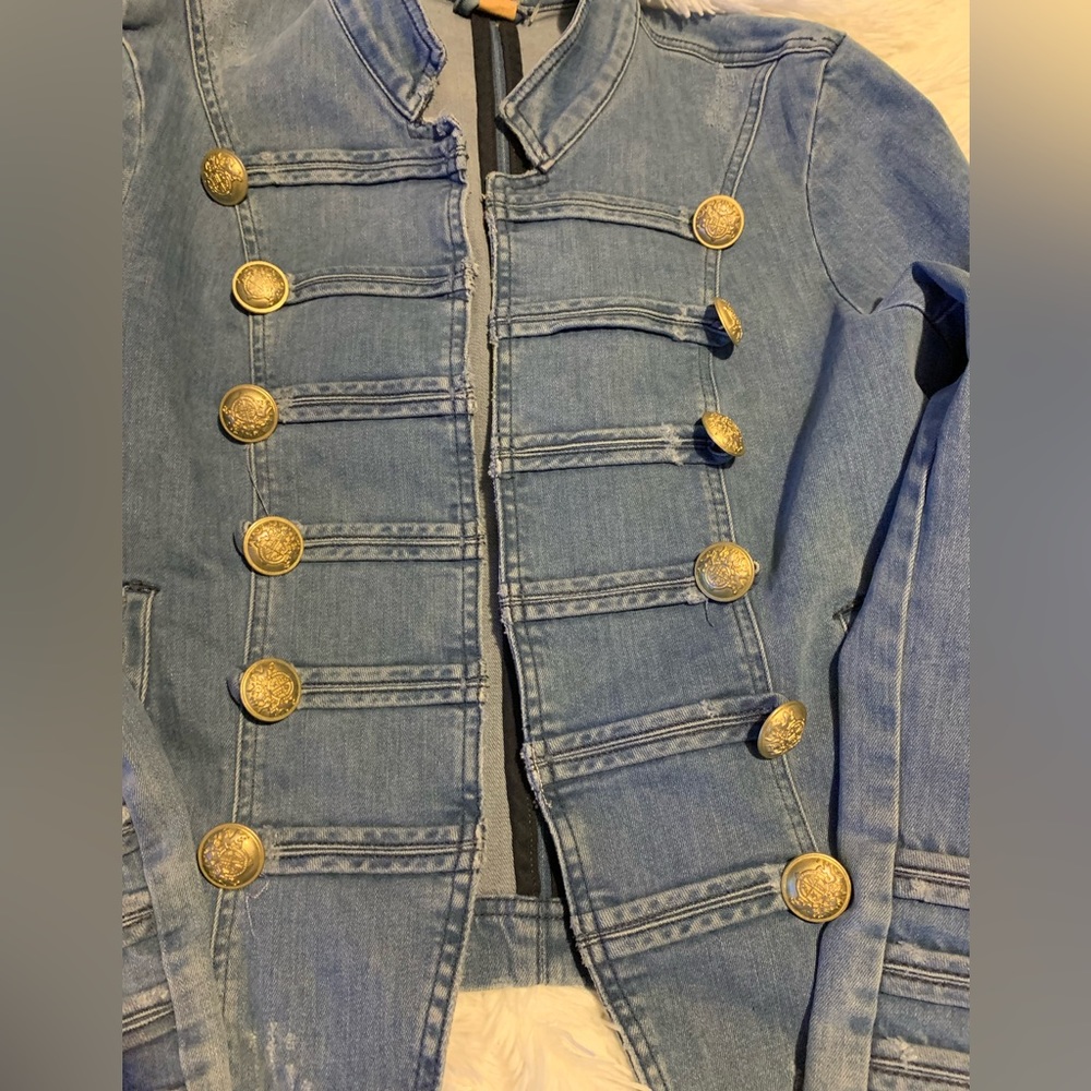 FREE PEOPLE DENIM MILITARY JACKET Size large